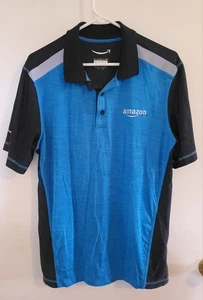 Amazon Uniform Shirt Active Men's Polo Short Sleeve Blue Logo Reflective Medium - Picture 1 of 4