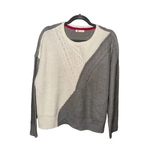 OVLA by Olive and Vine Cable Knit Gray and White Sweater Size Large - Picture 1 of 6