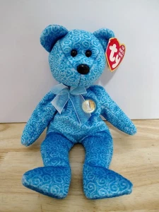 TY Beanie Baby- Classy Blue Bear- Mint Condition - Holographic Tush Tag - Picture 1 of 9