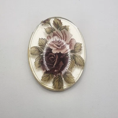 De colección Resina Ovalada Floral Cabujón Rosa Diseño Artesanal Joyería Fabricación Suministro Foto 1 de 4