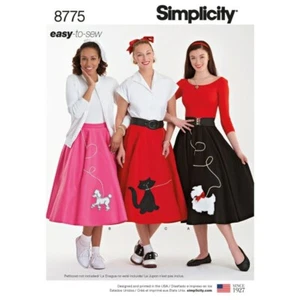 Simplicity Schnittmuster 8775 Damen Rockabilly Pudel Röcke 50er Jahre Kostüme - Bild 1 von 3