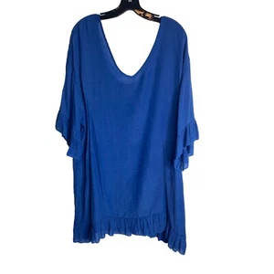 COSTUME DA BAGNO EKOUAER DONNA BLU ROYAL COVER-UP CON DETTAGLIO VOLANO TAGLIA XL - Foto 1 di 3