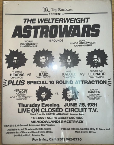 VINTAGE LEONARD HEARNS boxing doubleheader CC mini poster. 1981 Cover