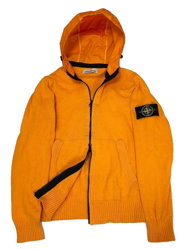 Felpa con cappuccio Stone Island cotone maglia zip nylon materiale misto taglia S arancione usata Giappone