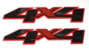2Pcs Black RedLine 3D 4x4 Bed Rear Emblems Badge Decal for Silverado Sierra - Picture 1 of 7