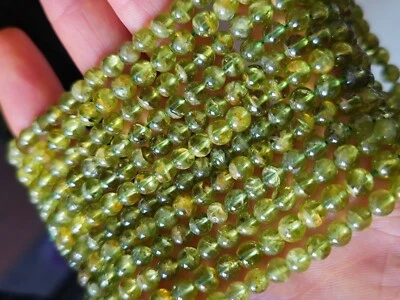 STONEUNIVERE- 5.5mm Peridot AAA runde Edelstein Perlen Strang Rarität Selten - Bild 1 von 3