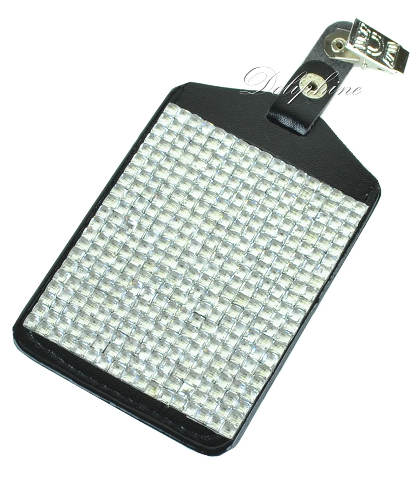 垂直全水钻皮革名称 ID 徽章夹和旋转夹 — 第 1/1 张图片