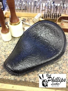 Rich Phillips Black Oak Motorcycle Seat Harley Chopper Nightster Sportster - Picture 1 of 1