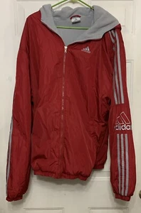 ADIDAS Men's Modern Varsity Full-Zip Lined Hooded Jacket Red Size XL - Picture 1 of 5