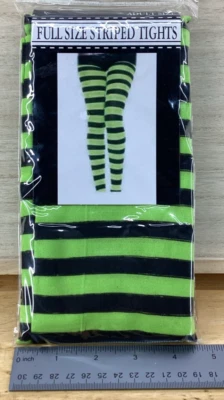 Green & Black Full Size Striped Tights - Adult Size - Image 1 of 2
