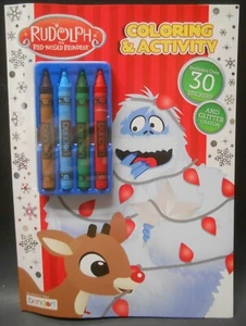 Libro de actividades para colorear Rudolph El reno nariz roja pegatinas lápices de colores Navidad - Imagen 1 de 2