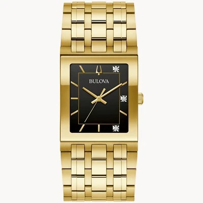 Bulova Men's Quadra Modern Quartz Gold Gemmed Stainless Steel Watch 30 MM 97D132 - Image 1 of 4