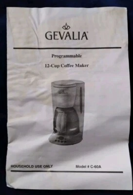GEVALIA Kaffe Coffee Maker C-60A Black 12 Cup Programmable Glass Carafe UNUSED - Image 1 of 4