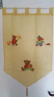 Scheibengardine, Vorhang, Spitzpanneaux, Kinderzimmer, gelb, Teddy, HxB 90x60 cm - Bild 1 von 3