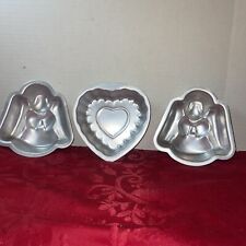 3 Mini Cake Pans 2 Angels- 1 Heart Bundt Molds Baking Jello Estate Find