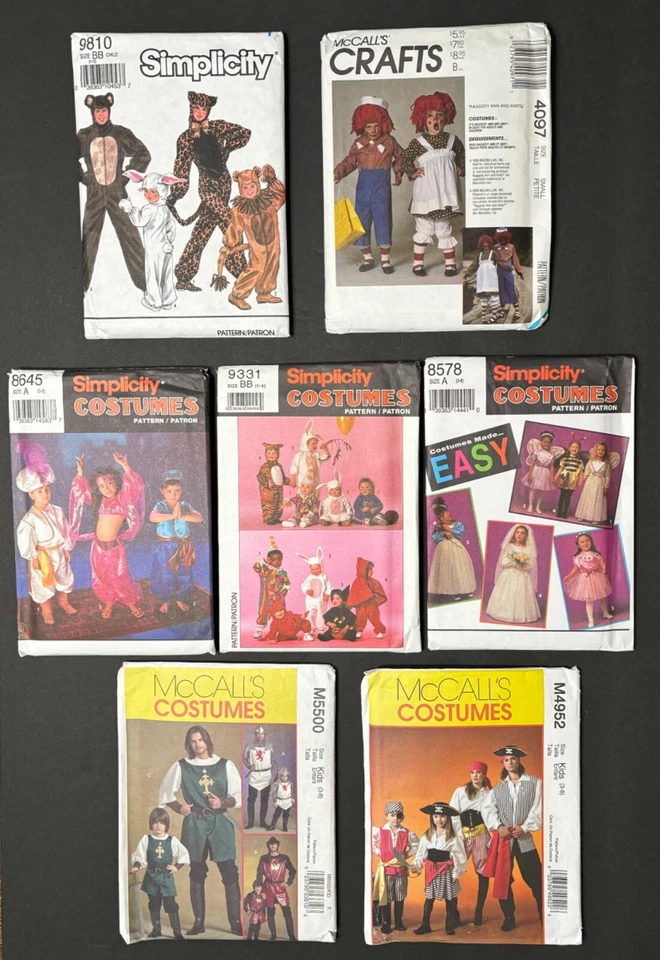 Lot of 7 Costume Sewing Patterns All Uncut Halloween Cosplay Theater Renaissance - Image 1 of 4