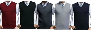 V-Ausschnitt Herren ärmellos Strickpullover Slipper Pullover Jersey S bis 5XL - Bild 1 von 12