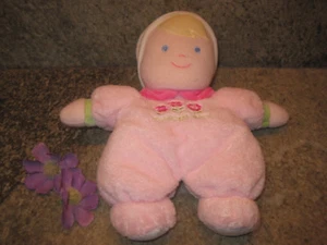 Carters Just One Year Pink My First Doll Blonde 3 flowers rattle soft plush baby - Picture 1 of 4