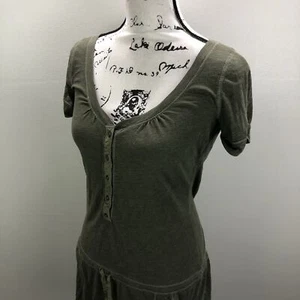 GILLY HICKS Button Front Round Neck Green Tunic Blouse Top Women's Size Small - Picture 1 of 10