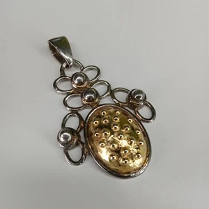 Vintage Jewelry Pendant statement Faux Gold silver tone Made in Usa - Picture 1 of 11