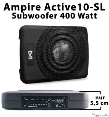 Ampire Active10-SL Aktiv Subwoofer 25cm 10" 400 Watt Untersitz nur 5,5cm Hoch - Bild 1 von 4