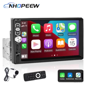 Single 1 DIN 7" Autoradio mit Apple CarPlay/Android Auto FM Bluetooth USB Mic - Bild 1 von 14