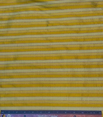 Celery/Platinum Tissue Taffeta Stripes 100% Silk Fabric 54" Wide By Yard SD-601B - Image 1 of 3