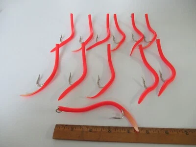 12 MUSTAD OPEN EYE TUBED WORM HOOK SZ 10/0 UMBRELLA RIG TEASER JIG  PICK COLOR - Image 1 of 3
