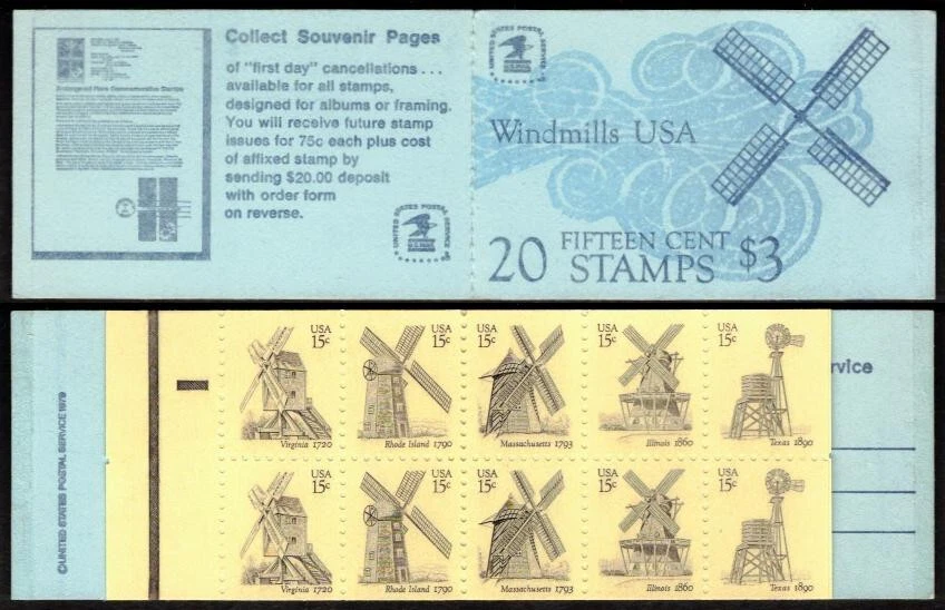 US Scott 1738-42 15c Booklet BK 135 ~ F/VF ~ NH ~ 2 Panes of 10 stamps ~ 2/7/80 - Image 1 of 1