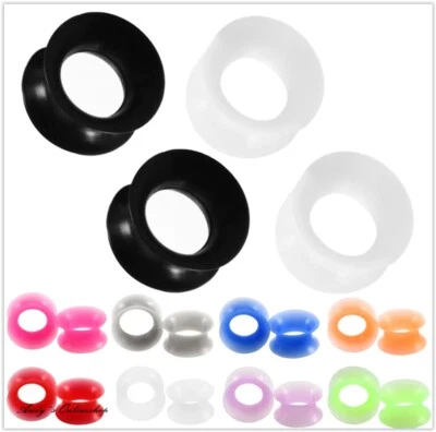 2er Set SILIKON TUNNEL PLUGS OHR PIERCING FLESH PLUG 8mm, 12mm, 14mm, 18mm, - Bild 1 von 4