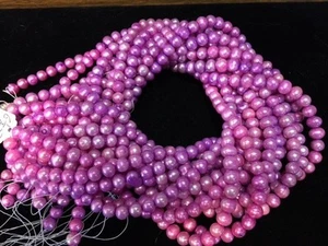 ZWEI (2) 16" Strang 6,5x7 FUCHSIA ROSA SÜSSWASSERPERLEN - Kartoffelperlen - Bild 1 von 1