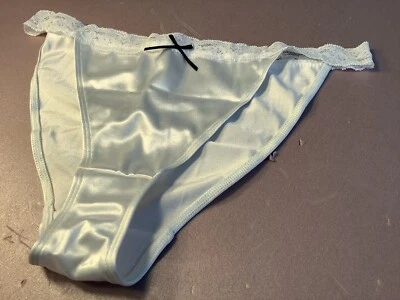 Women Panties,bikinis ILUSION Size L. White Ivory Satin SoftW/Fishnet Waistband& - Image 1 of 4