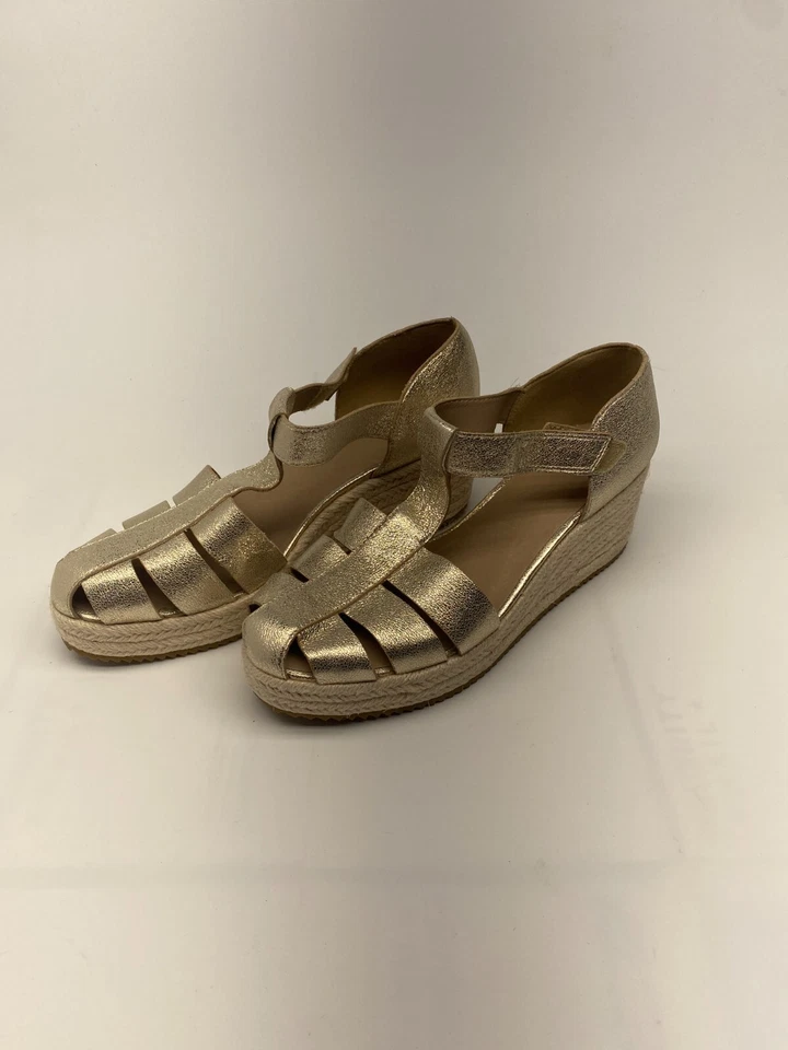 Босоножки Eileen Fisher женские Tilly золотистые рыбак эспадрилья на танкетке с ремешком размер 10 - Изображение 1 из 4