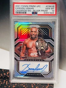 2021 Prizm UFC KAMARU USMAN Champion Signatures SILVER PRIZM AUTO PSA 10 - Picture 1 of 8