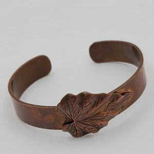 MANSCHETTENARMBAND mit BANANENBLATT DESIGN Botanische Pflanze Dame Vintage Kupfer Patina - Bild 1 von 11