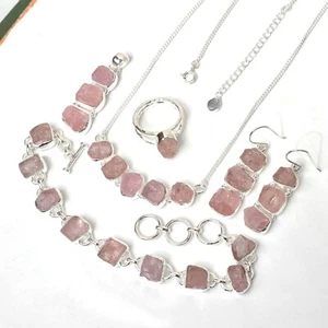Pink Morganite Jewelry Set 925 Sterling Silver Morganite Crystal Jewelry-SET11 - Picture 1 of 3
