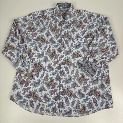 Camisa Alan River Para Hombre Grande Patrón Paisley 100% Algodón Abotonada Foto 1 de 4