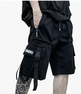 XYXIONGMAO Men's Joggers Techwear Black Hip Hop Cargo Shorts Streetwear - Picture 1 of 7