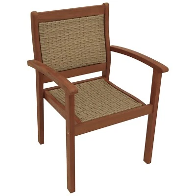 Gartensessel Stapelsessel Holzstuhl Stapelstuhl VARADERO Eukalyptus + Polyrattan - Bild 1 von 4