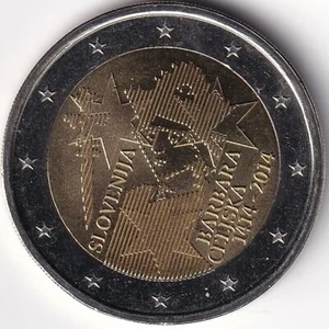 2 Euro Commemorativi Slovenia - 2014 - "600. Anniversario d.Koning di Barbara v. Chi - Foto 1 di 2