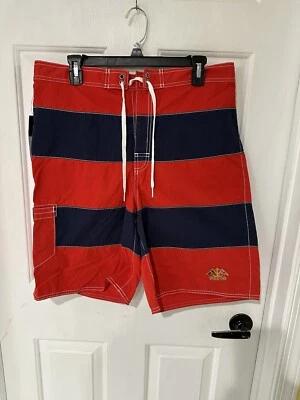 Nuevo con etiquetas Bañador Hombre American Living Grande Bandera Bordada Logo Rojo y Azul Foto 1 de 4