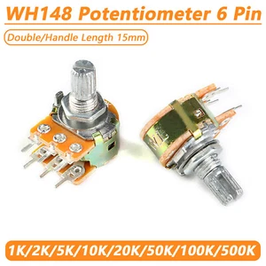 Variable Resistor Adjustable Dual Gang Linear Potentiometer 6 Pin B1K - B500K - Picture 1 of 16