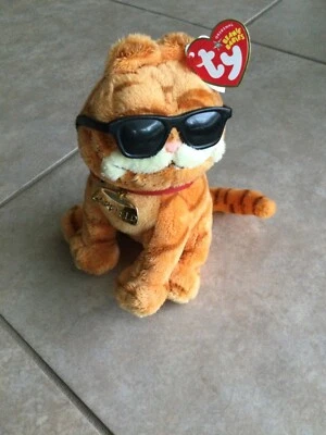 Ty Beanie Baby Garfield 电影已停产“酷猫”带标签毛绒 2004 — 第 1/4 张图片