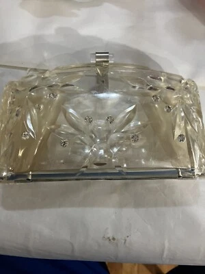 De Colección Lucite Acrílico Bolso sin asas Transparente Estrás Bolso de mano Bolso de noche 7.5x4"dwk41 Foto 1 de 2