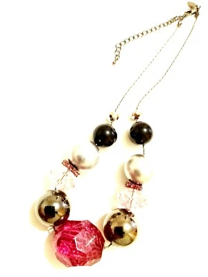 Gargantilla Marks and Spencer Marfil Imitación Perla, Gris, Rosa Diamante Cadena Cuentas Collar Foto 1 de 2