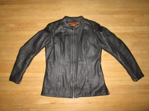 Women's FIRST CLASSIC Black Leather Full-Zip Moto Jacket Removable Lining ~ L - Picture 1 of 6