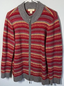 Appleseeds Nordic Inspired Zip Up Sweater Damen L Wollmischung Rot Mock Neck - Bild 1 von 8