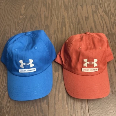 Lot of 2 Under Armour UA Mens Logo Hat Photon Blue/Pink OSFA Adjustable - Image 1 of 4