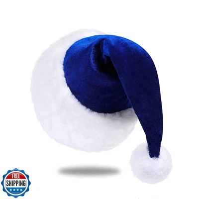 Sombrero de Papá Noel Eoocan, Sombrero de Papá Noel para Niños, Unisex Terciopelo Comodidad Azul  Foto 1 de 4