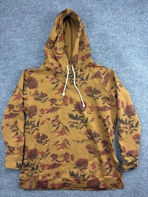 Moletom pulôver feminino Ampersand Avenue com capuz estampa floral mostarda GG - Imagem 1 de 4